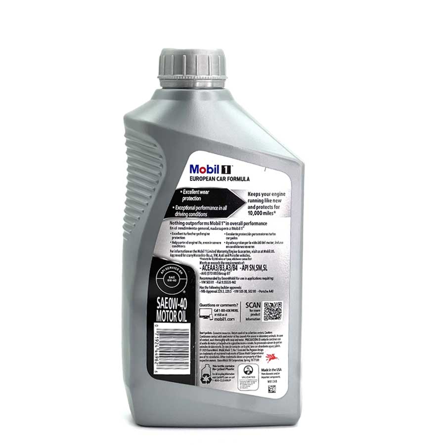 روغن موتور موبیل وان 0W-40 SN حجم 1 کوارت